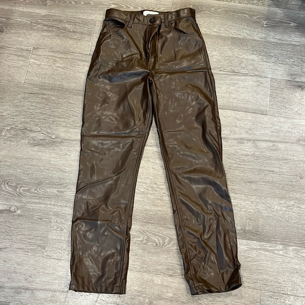 Vegan leather brown Abercrombie pants